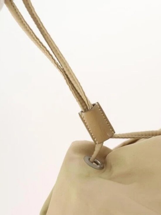 PRADA Backpack Nylon Beige Silver Auth 170950